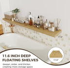 Fun Memories 12 Inch Deep Floating Shelves, 67 Inch Long Extra Large Floating Shelves Set of 2, Rustic Wood Wall Shelves for 