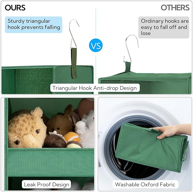 GRANNY SAYS 3-Shelf Closet Organizers and Storage, Foldable Hanging Closet Organizer, Hanging Closet Shelves with 2 Metal Hoo