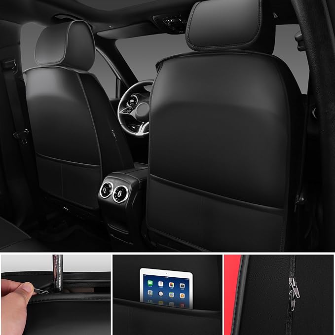 CAR PASS Nappa Leather Car Seat Covers Full Set, Luxury Seat Protector for Cars, Waterproof Anti-Slip Seat Cushion Armrest Co