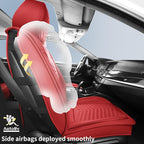 Nappa Leather Car Seat Covers Full Set, Red Car seat Protector 5 Seats, Waterproof Car Seat Cushion, Universal Automotive Sea