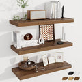 Fun Memories Deep Floating Shelves, 32W x 12D Walnut Wall Shelves, 32 Long Rustic Wood Wide Storage Shelves for Bedroom, Kitc