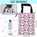 Car Garbage Bag Cute Panda and Heart Drawstring Car Trash Bag Hanging for Back Seat with Adjustable Buckle Canvas Vehicle Trash Can Easy-to-Install