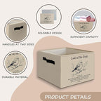 Vintage Christian Bird Foldable Basket Storage Bins Box with Handles, Religious Bible Verse Scripture Bird Collapsible Organi