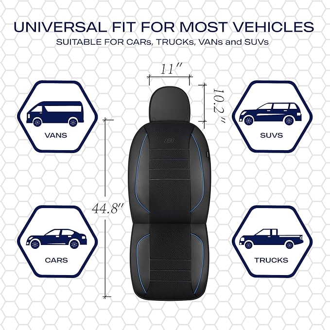 Skechers Air-Cooled Memory Foam Seat Covers,Mesh Thick Car Seat Covers,Piping Leather Car Seat Covers Front Seats,Airbag Comp
