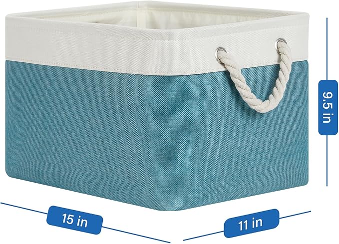 Temary Fabric Storage Baskets 4Pack Storage Bins Decorative Basket for Gift, Clothes Bin with Rope Handle, Rectangle Baskets 