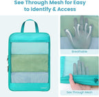 Cambond See Through Mesh Compression Packing Cubes for Travel Women - 4 Set Lightweight Expandable Compression Cubes for Trav