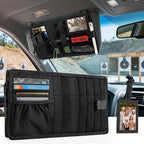 OneTigris Tactical MOLLE Sun Visor Organizer - Multi Pockets Car Visor Panel with Zipper Pouch, Detachable Photo/Info Panel & Glasses Clip for EDC Gear