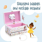 The Memory Building Co Black Ballerina Musical Jewelry Box Plays Classic Melody, Storage Organizer Music Box for Kids Ages 6-