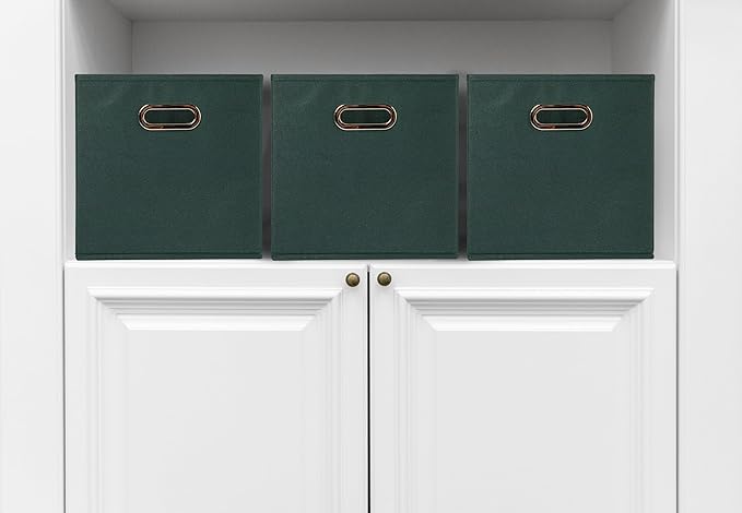 Household Essentials Foldable Fabric Storage Cubes 6-Pack – 11x11x11 Stackable Non-Woven Bins with Chipboard Sides & Grommet 