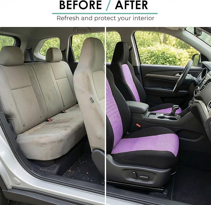 FH Group Automotive Full Car Seat Covers for SUV, Trucks, Sedan and More - Universal Fit Front High Back & Rear Solid Bench D
