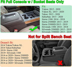JKCOVER Compatible with Chevy Silverado/GMC Sierra 2014-2018 and Chevy Tahoe Suburban/GMC Yukon 2015-2020 Center Console Organizer Tray Accessories-Full Console w/Bucket Seats ONLY - (Black Trim)