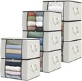 Fab totes 8 Pack Clothes Storage, Foldable Thick Fabric Blanket Storage Bags, Containers for Organizing Bedroom, Closet, Clot