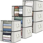 Fab totes 8 Pack Clothes Storage, Foldable Thick Fabric Blanket Storage Bags, Containers for Organizing Bedroom, Closet, Clot