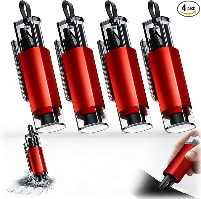 Car Window Breaker & Seatbelt Cutter, Japan-Seki Vacuum Heat-Treated Stainless Steel Spring Loaded Safety Hammer, Underwater 