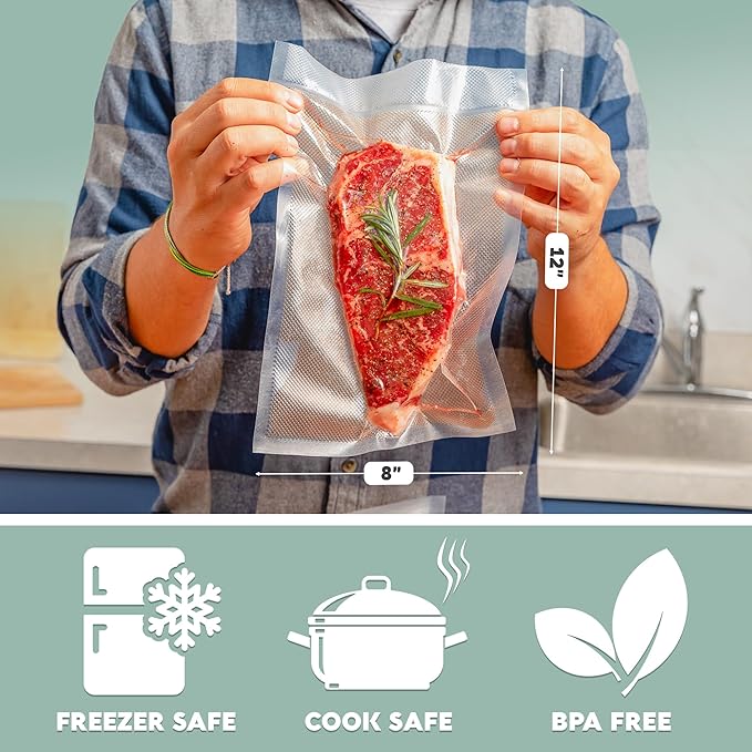 Avid Armor Vacuum Sealer Bags 200 Quart 8x12" For Food Saver, Commercial Grade, BPA Free, Heavy Duty, Pre-cut, for Vac Storag