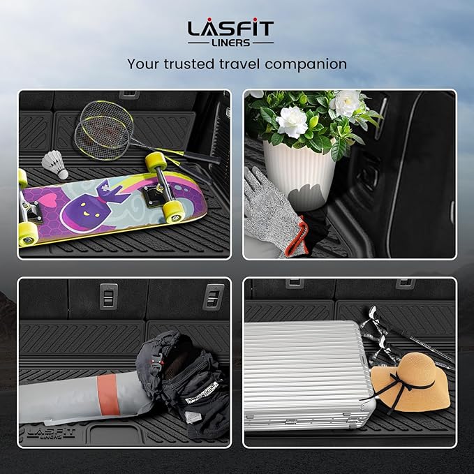 LASFIT Floor Mats&Cargo Backrest Mat for 7&8 Seats Ford Expedition Standard & Lincoln Navigator Standard 2025 2026,Costom Fit All Weather Protection TPE Easy Clean Floor Liners,4pcs.