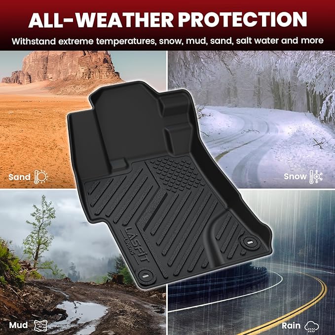 LASFIT Floor Mats & Trunk Mat for Honda Civic Sedan & Sedan Si 2012 2013 2014 2015, All Weather TPE Custom Fit Floor Liner, 1st & 2nd Row & Cargo Mat, Black (Not for Coupe)