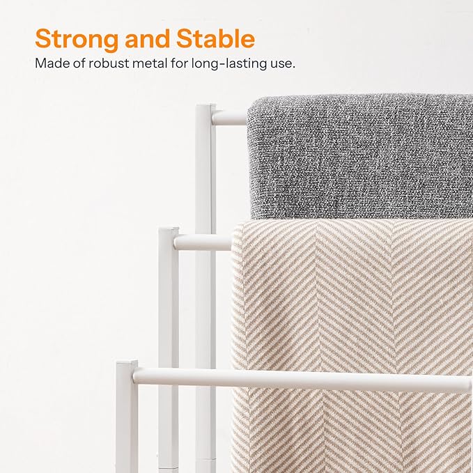 HOOBRO Free Standing Towel Rack, 3 Tier Blanket Rack, Blanket Holder for Bathroom, 16.9" L x 11" W x 31.9" H, Industrial Meta