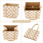 Checkered Reusable Grocery Bags Heavy Duty 3 Pack Foldable Shopping Bags with Handles for Groceries Collapsible Tote