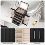Dajasan Large Jewelry Organizer Box with 5 Drawers, Jewelry Box for Women, 6-Tier Jewelry Storage Organizer with Mirror for N