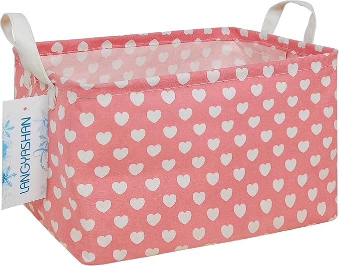 LANGYASHAN Rectangular Storage Bin Collapse Canvas Fabric Cartoon Storage Basket with Handles for Organizing Home Kitchen Boy