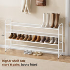 KEETDY 4-Tier Long Shoe Rack for Closet Floor, Wide Shoe Organizer Storage, Stackable Shoe Rack for Entryway Metal Shoe Shelf