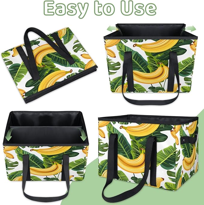Reusable Grocery Bag, Foldable Large Shopping Tote Bag for Groceries Kitchen Picnic Car Trunk