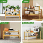 RONGJlA 2 Tier Bamboo Shoe Rack for Closet Free Standing Wood Shoe Shelf Storage Organizer for Entryway Small Space Stackable