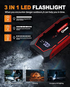 Jump Starter, 5000A Battery Jumper Starter Portable, Car Battery Jump Starter, Power Booster Pack 12V Lithium Jump Box with Jumper Cable and LED Lights (All Gas / 12L Diesel Engines)