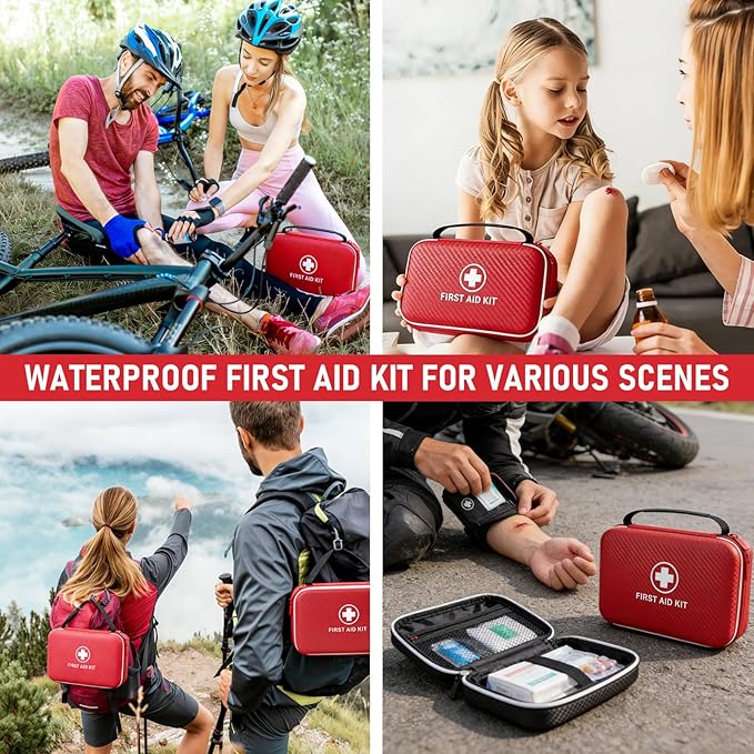 First Aid Kit - Smart Compartments Medical Kit with EVA Hard Shell, Large Capacity for Various Emergency Supplies, Emergency 
