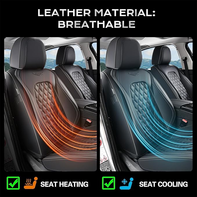 Coverado Front Seat Covers, Waterproof Nappa Leather Anti-Scratch Protectors, Universal Fit for Sedans, SUVs, Pickups, Car Ac