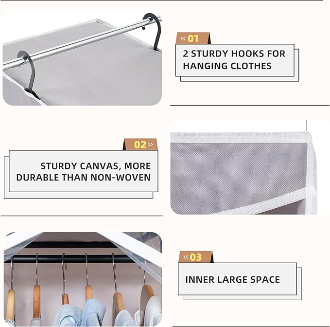 STORAGE MANIAC 2-Pack Hanging Garment Bag Zipper Cover with Sealed Clear Window, Long Garment Cover for Closet Storage Wardro