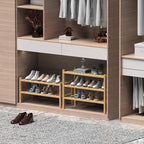 ROMGUAR CRAFT (Thick Bamboo Shoe Rack for Entryway, 3-Tier Free Standing Shoe Racks Stackable Shoe Rack Organizer for Hallway