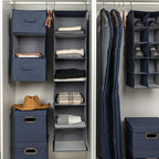 Household Essentials Hanging Cotton Blend Closet Organizer with 6 Storage Shelves, Denim