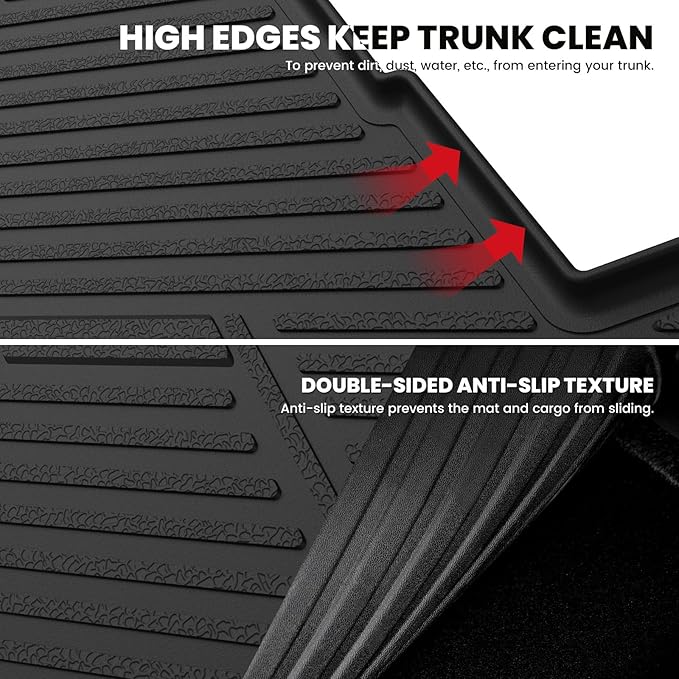LASFIT Trunk Mat for Chevrolet Chevy Impala 2014-2020 (Not Fit Equipped with The Auto Stop/Start System), All Weather TPE Custom Fit Cargo Mat Trunk Liner for Chevy Impala Accessories, Black