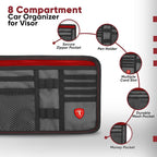 Firestone 1-Pack Car Sun Visor Organizer, Auto Visor Organizer & Car Storage Organizer | 8 Compartment Truck Visor Organizer with Holder & Slots for Sunglasses, License, Registration & More, Charcoal