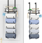 SWTYMIKI Over the Door Towel Rack - 6 Tier Towel Racks for Bathroom Wall Mounted, Towel Holder with Shelf, Hanging Rolled Tow