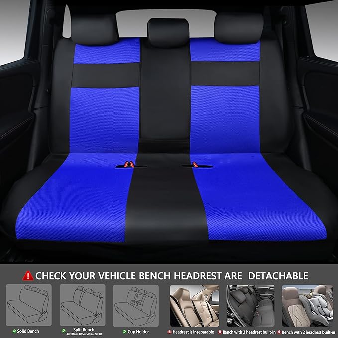 CAR PASS Leather 3D Foam Back Support Car Seat Covers Full Set Air Mesh Automotive Seat Covers, All Season Car Seat Cover Fit