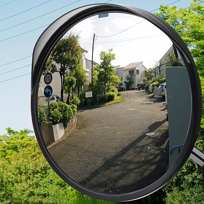 2 Pieces Acrylic Convex Mirror 12 Inch Outdoor Security Corner Mirror with Adjustable Fixing Bracket Clear Safety Mirrors for Driveway Parking Garage Warehouse Indoor Blind Spot