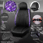 CAR PASS Bling Nappa Leather Car Seat Cover for Full Set Universal Luxury Waterproof Heavy-Duty Anti-Slip Cushioned Fit for S