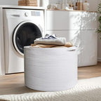 MEGASKET 115L White Cotton Rope Storage Basket, 23.6"x15.7" Extra Large Blanket Storage Living Room, XXXL Soft Toy Bin for Or
