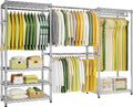 Ulif E1 Heavy Duty Closet Garment Rack, 6 Tiers Adjustable Metal Freestanding Expandable Clothing Storage with 4 Hanger Rods,