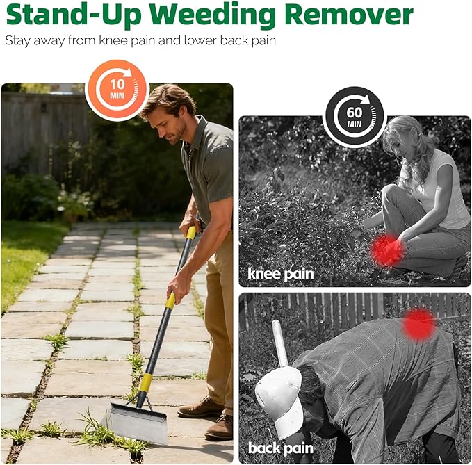 Floor Scraper Long Handle - Ice Removal Tool, Multifunctional Garden Cleaning Flat Shovel, 74" Weed Scraper Heavy Duty Sharp Blade for Lawn Edging,Sidewalk Weeding,Driveway Steps Snow Shovel
