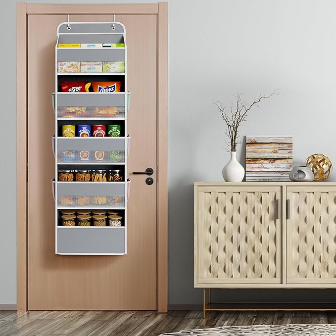 Univivi Hanging Storage Organizer Nursery Closet Cabinet Baby Storage with 5 Large Compartments 6 Side Pockets for Cosmetics,