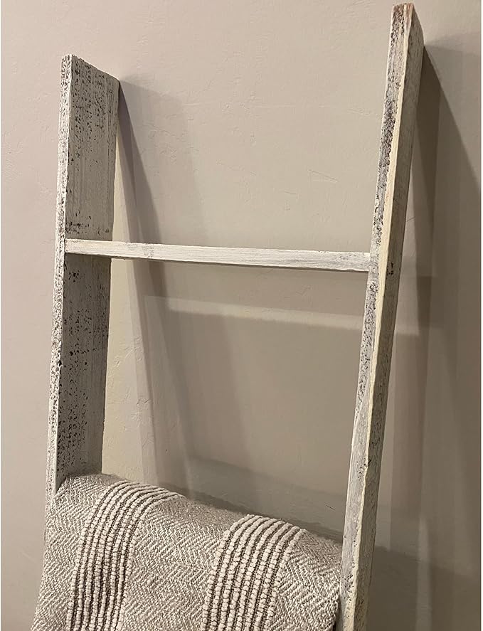 Blanket Ladder 5 Foot Fully Assembled | 60 Inch Rustic Reclaimed Wood Ladder for Blankets, Quilts, Towels, Throws, Decorative
