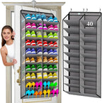 Heavy-Duty, over the door shoe organizer, Extra-Wide Large, shoe organizer, Holds 30 Pairs & Supports 100lbs, shoe rack, with
