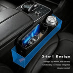 2 PCS Car Seat Gap Filler Organizer, Auto Front Seat Storage Box Anti-Drop Gap Filler with Cup Holder, Premium Leather Auto Console Side Organizer for Holding Phone Glasses Drinks