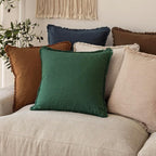 Foindtower Set of 2 Decorative Linen Fringe Throw Pillow Covers Cozy Boho Farmhouse Cushion Cover with Tassels Soft Accent Pi