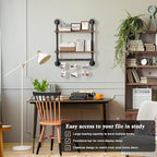 Merapi 24" Industrial Floating Shelves with Tower Bar, Pipe Shelves for Wall, 2 Tier Rustic Wood Wall Shelves for Home Décor,