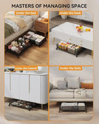 Under Bed Storage with Wheels, Foldable Pattern Carved Metal Under The Bed Storage, Tool-Free Assembly Under Bed Organizer, 6